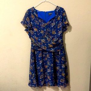 A Sam Edelman vibrant blue printed dress.